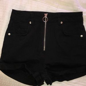 Black zip up shorts